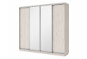 Obrázek 1 - Šatní skříň s posuvnými dveřmi 4D 2800x2300x450 2LTD 2 zrcadla artwood světlý, profil stříbrný