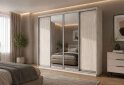 Obrázek 2 - Šatní skříň s posuvnými dveřmi 4D 2800x2300x450 2LTD 2 zrcadla artwood světlý, profil stříbrný