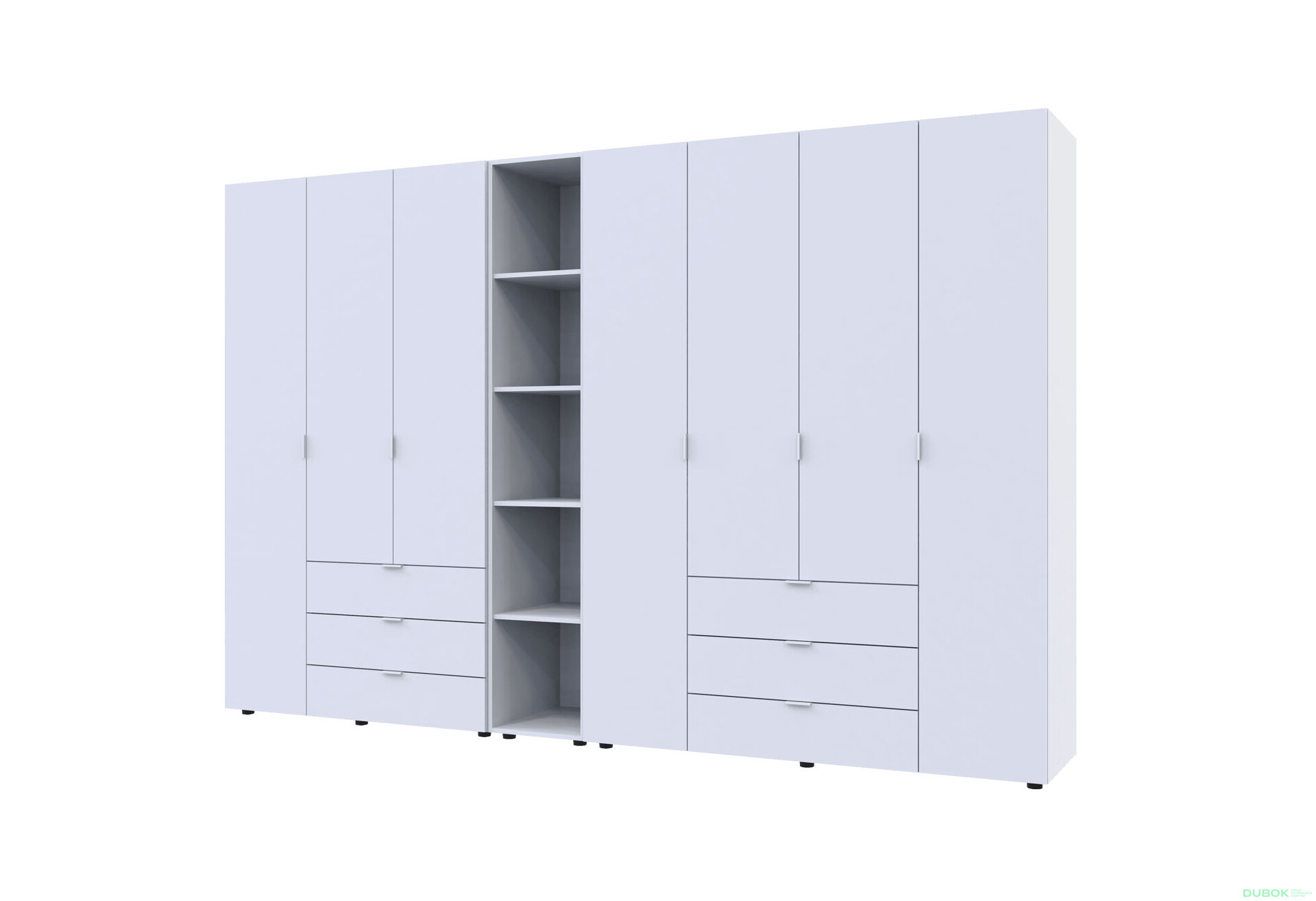 Obrázek 1 - Skříň sedmidveřová s regálem Gelar 309 cm Bílá
