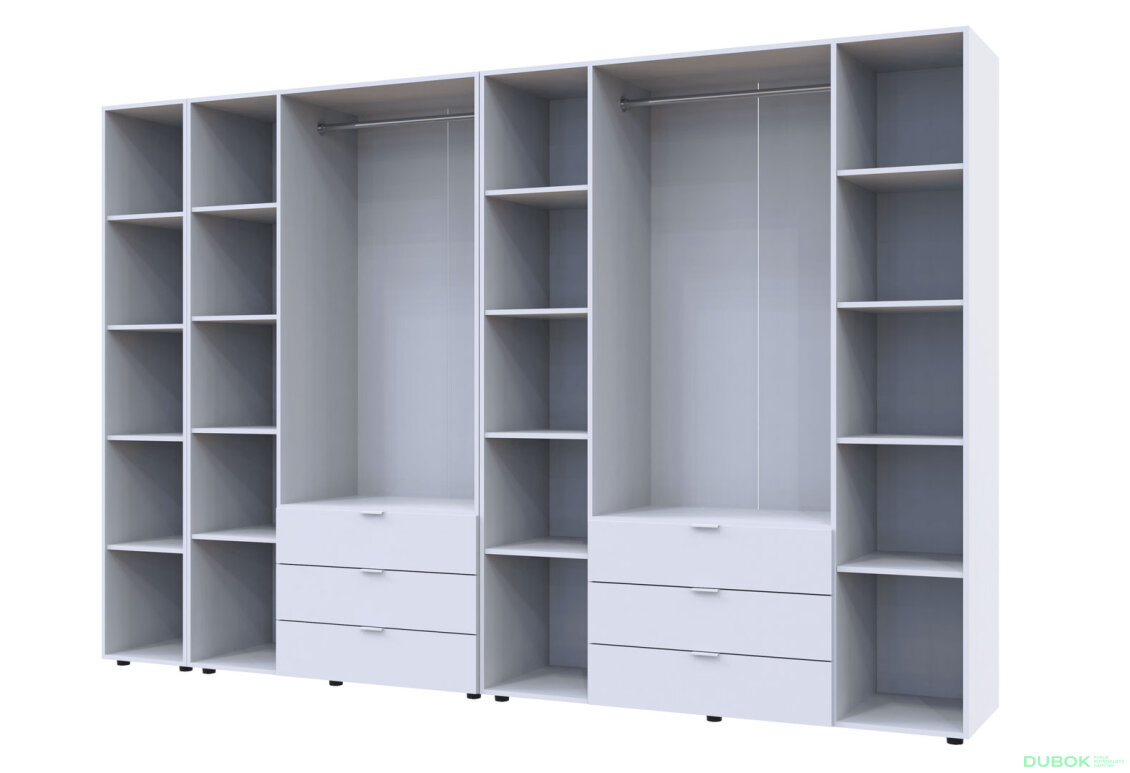 Obrázek 4 - Skříň sedmidveřová s regálem Gelar 309 cm Bílá