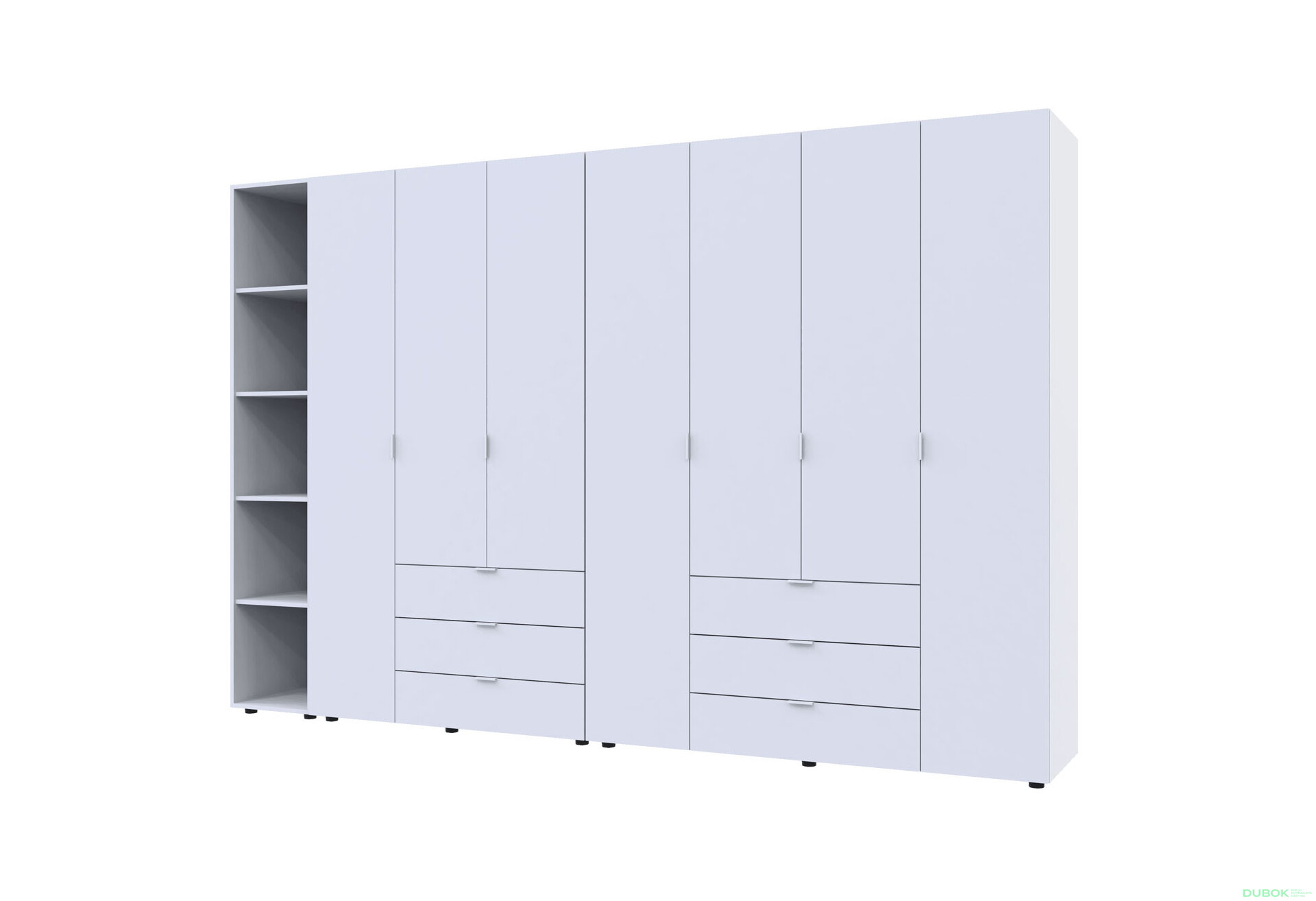 Obrázek 3 - Skříň sedmidveřová s regálem Gelar 309 cm Bílá