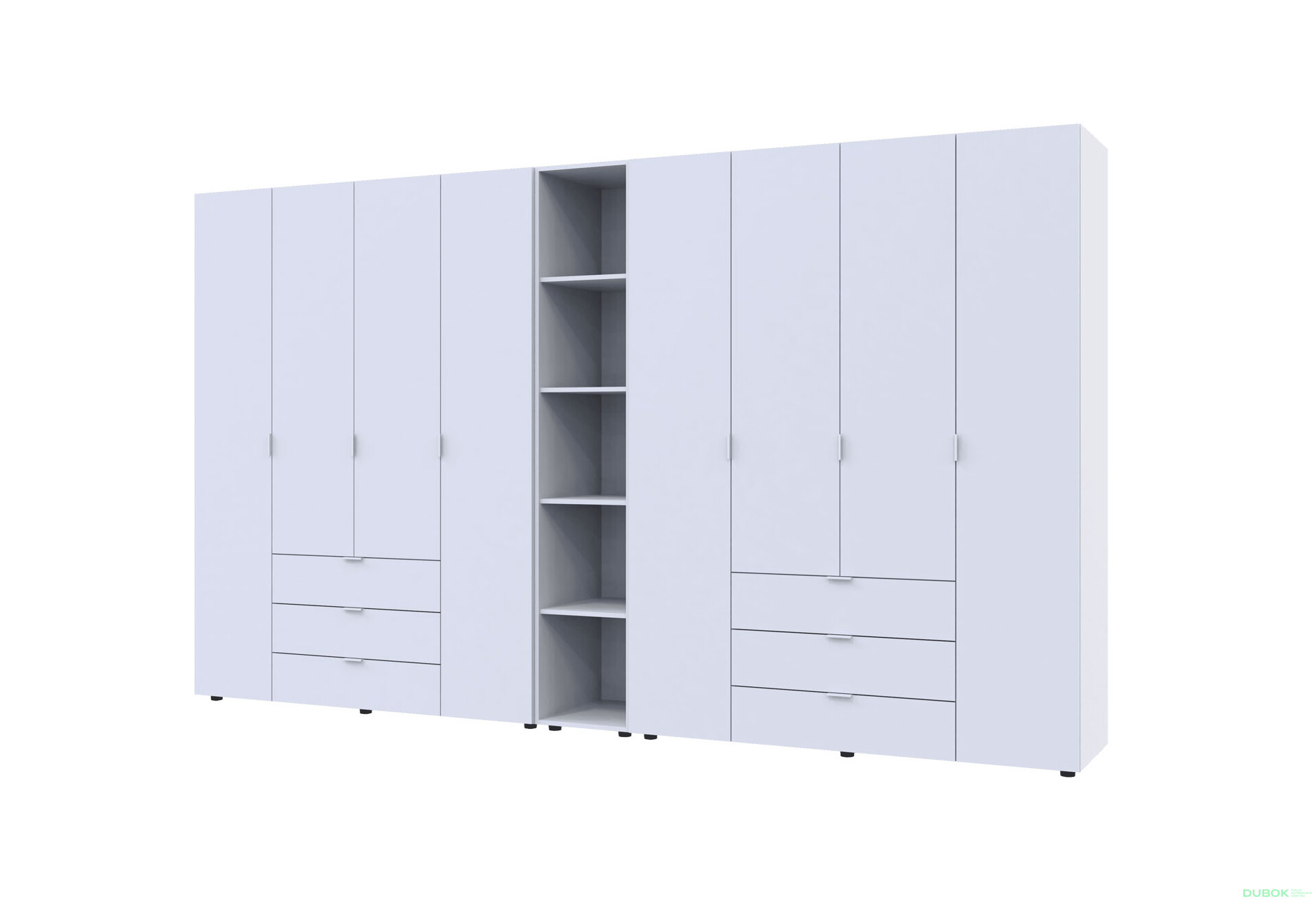 Obrázek 1 - Skříň osmidveřová s regálem Gelar 348.2 cm Bílá