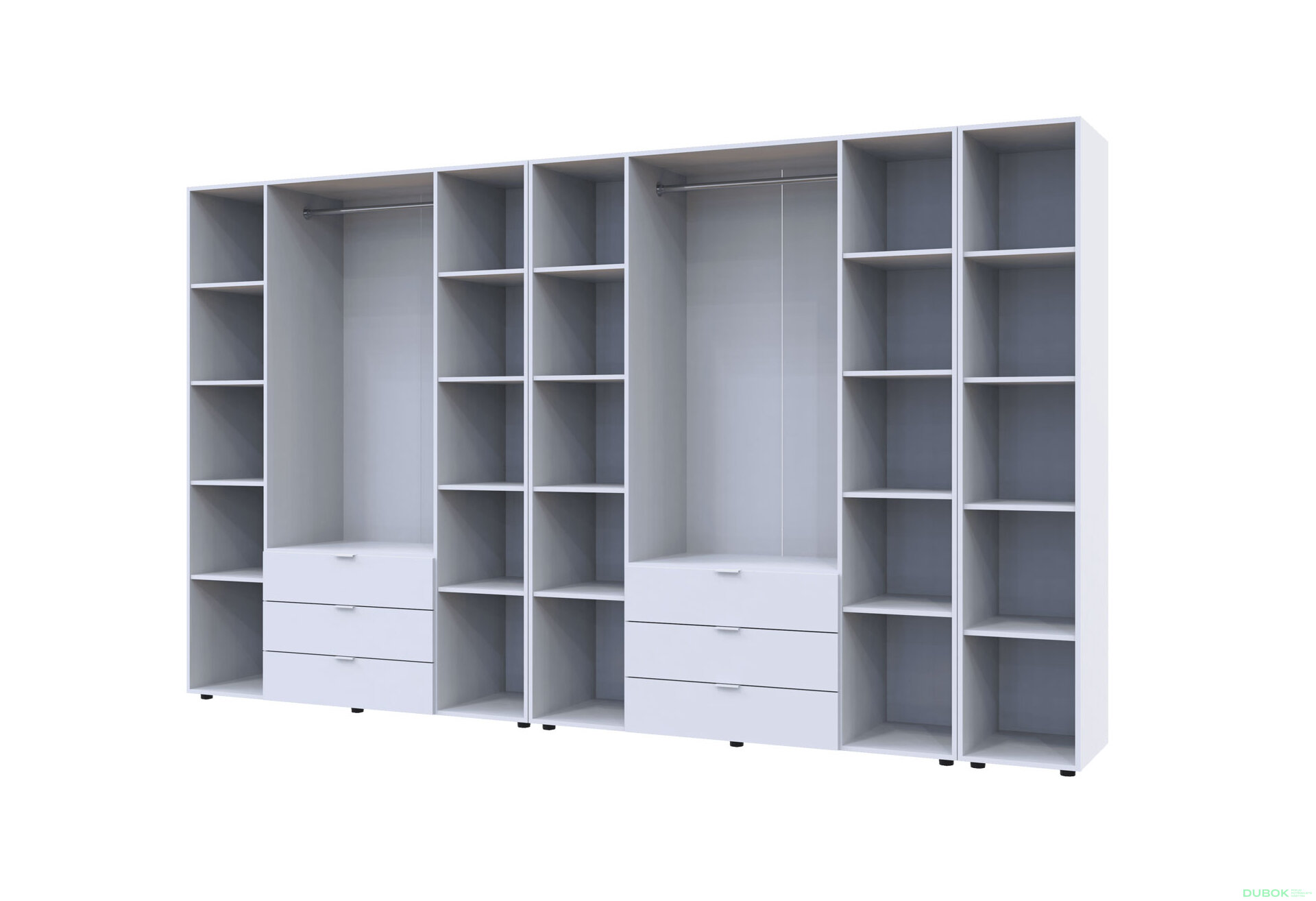 Obrázek 4 - Skříň osmidveřová s regálem Gelar 348.2 cm Bílá