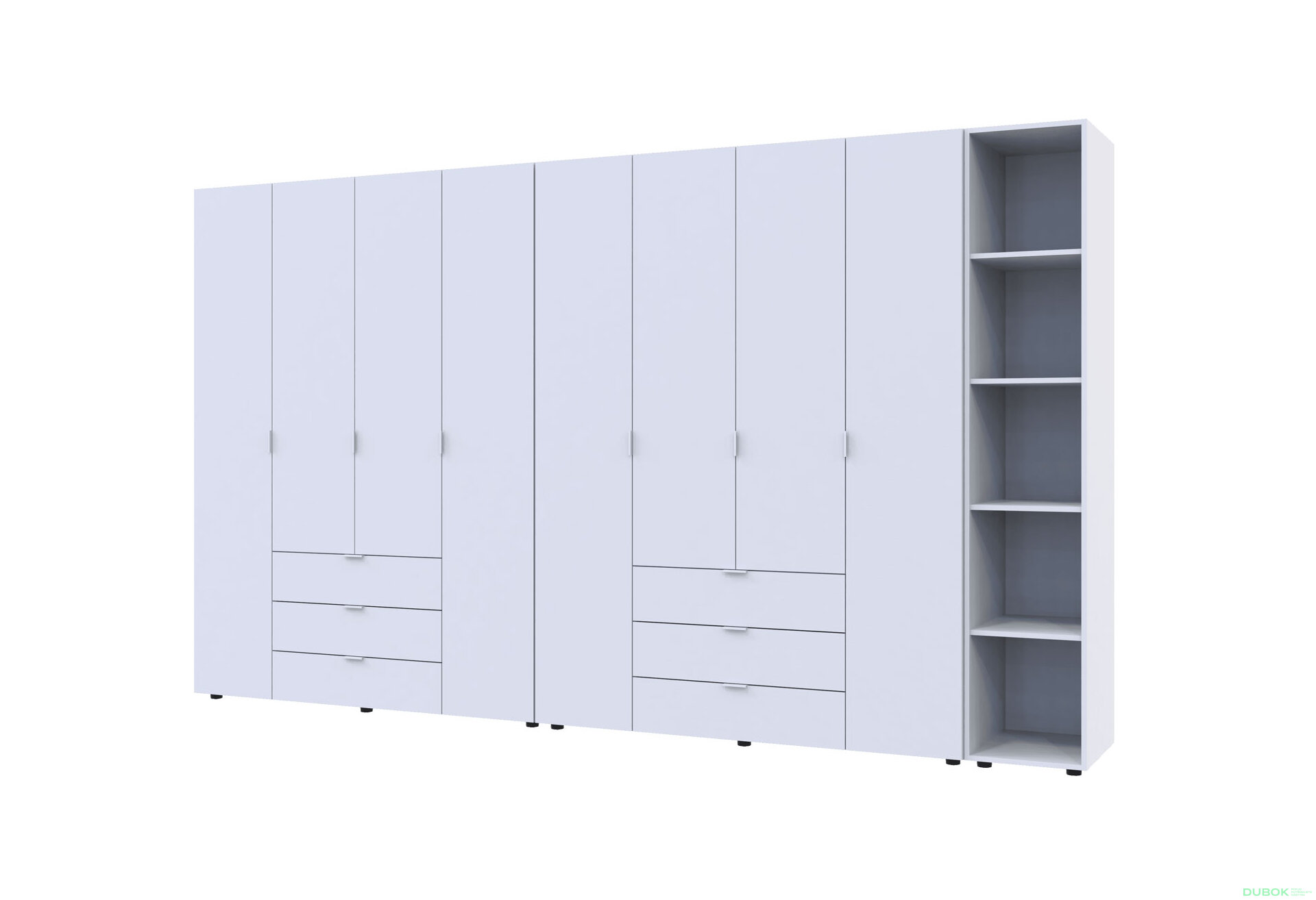Obrázek 2 - Skříň osmidveřová s regálem Gelar 348.2 cm Bílá