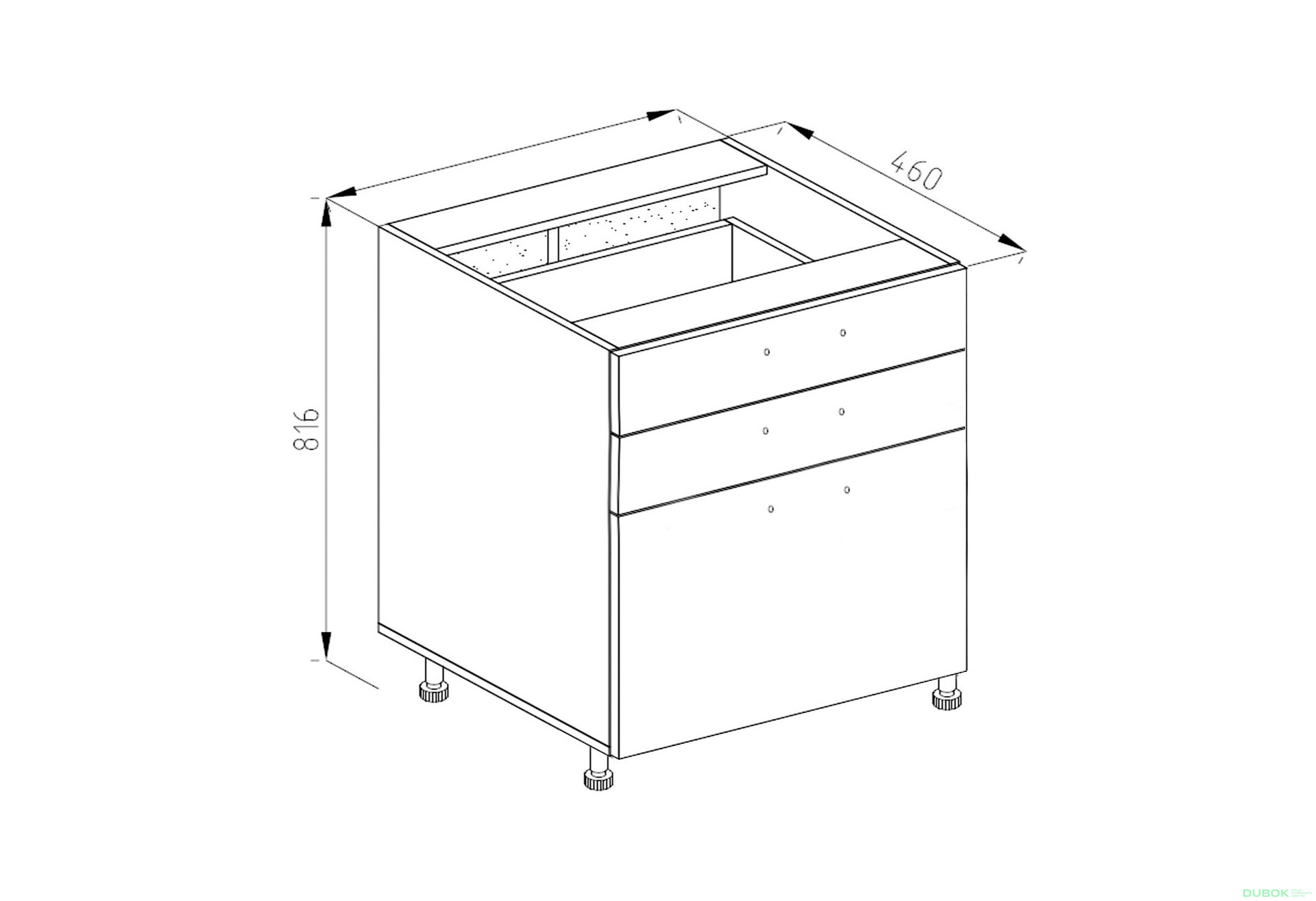 Obrázek 1 - Korpus N 60 3Š (2+1) LUX