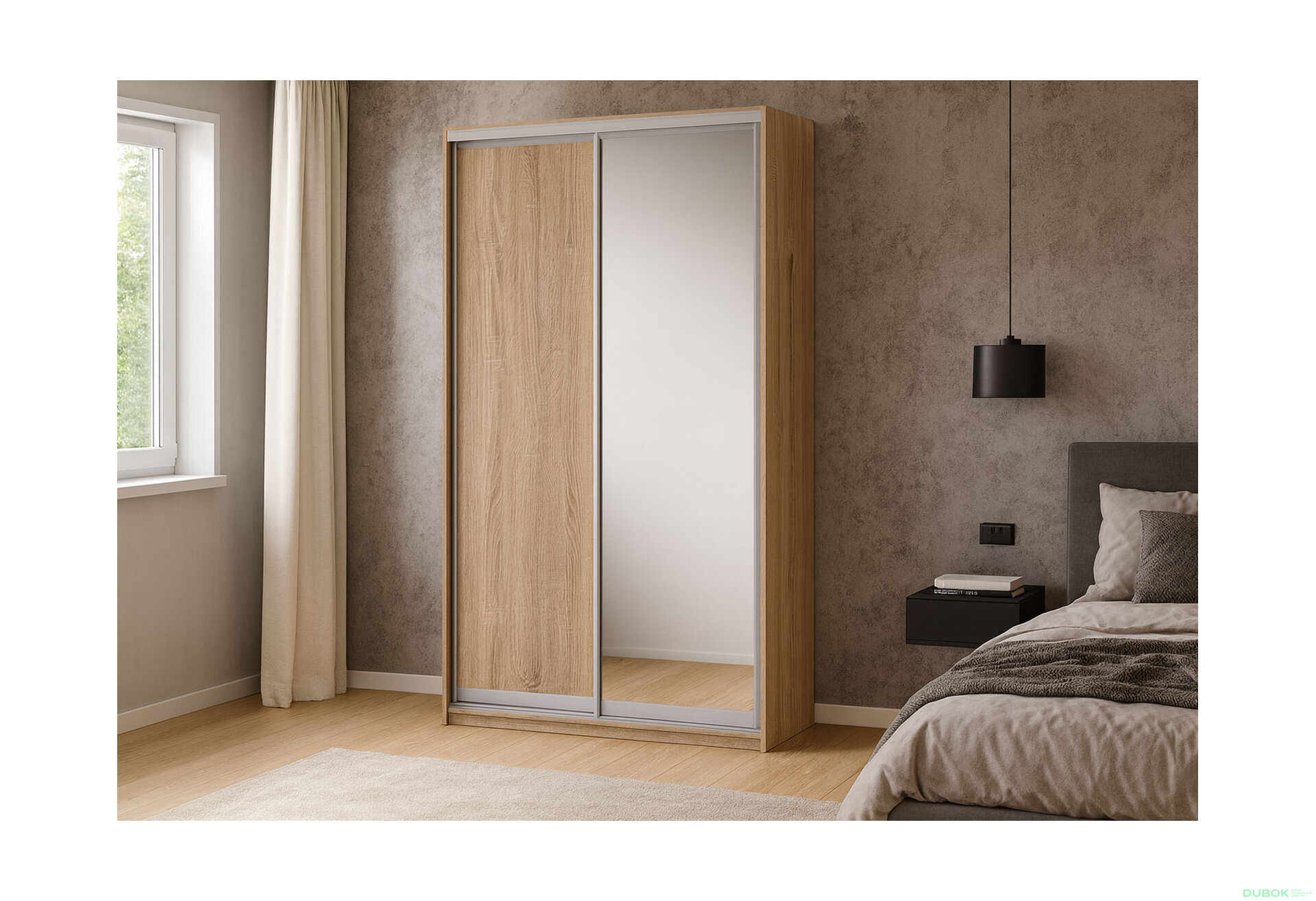 Obrázek 2 - Skříň 2D 1200x2400x600, DTD + zrcadlo, Světlý dub sonoma