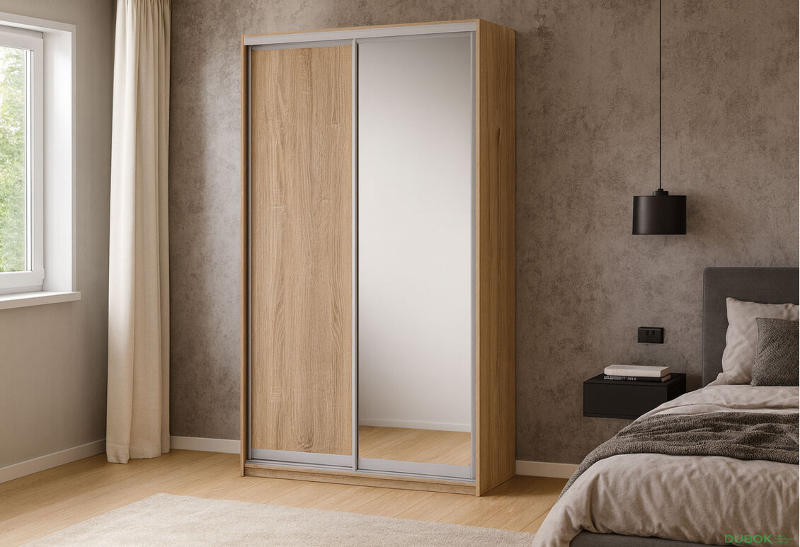 Obrázek 2 - Skříň 2D 1200x2400x600, DTD + zrcadlo, Světlý dub sonoma