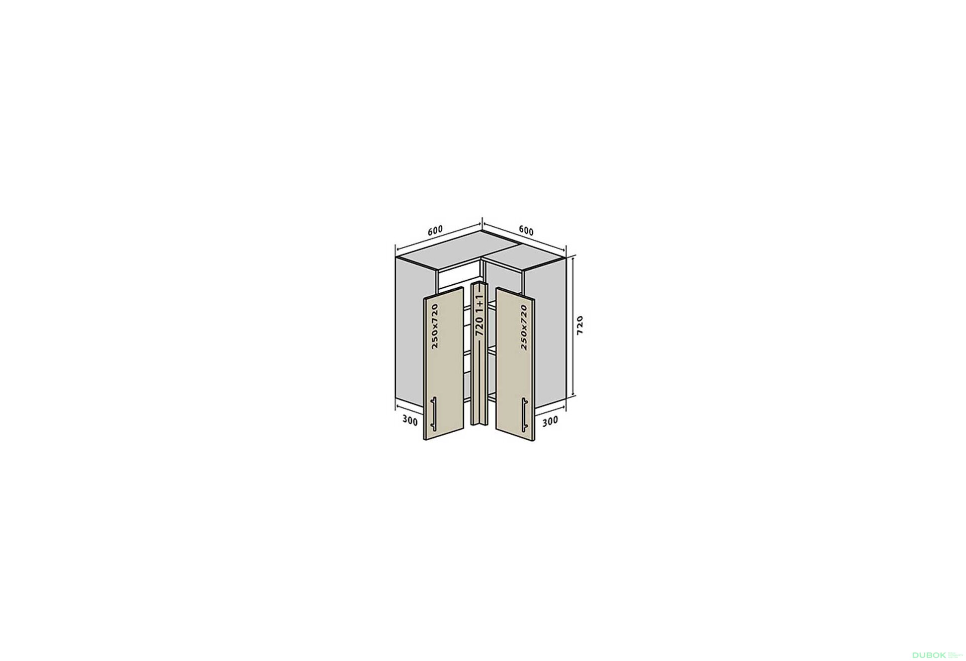 Obrázek 1 - V18 Rohová skříňka 60x60 Interno Luxe
