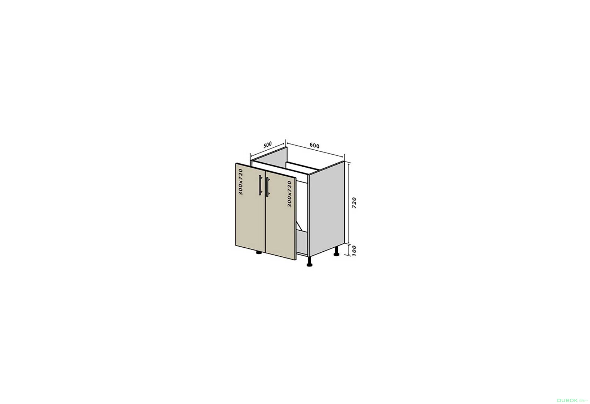 Obrázek 1 - N13 Dřezová skříňka 2D 60 Interno Glaňec Luxe