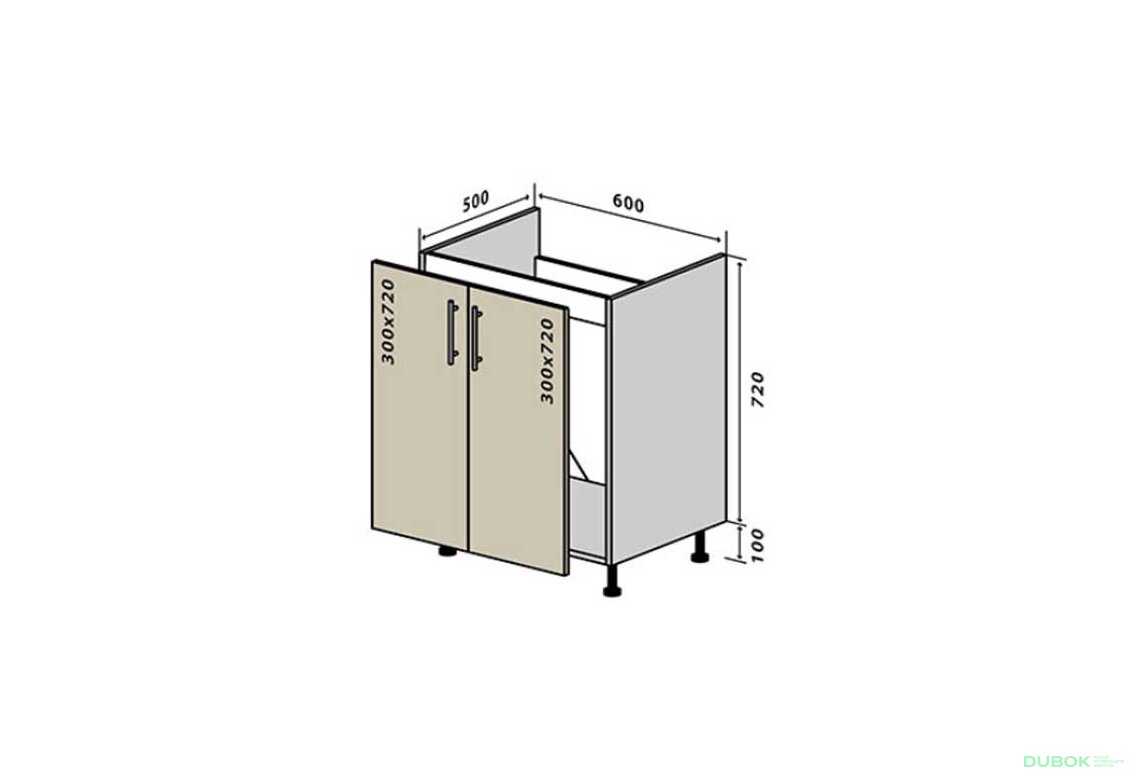 N13 Dřezová skříňka 2D 60 Interno Glaňec Luxe