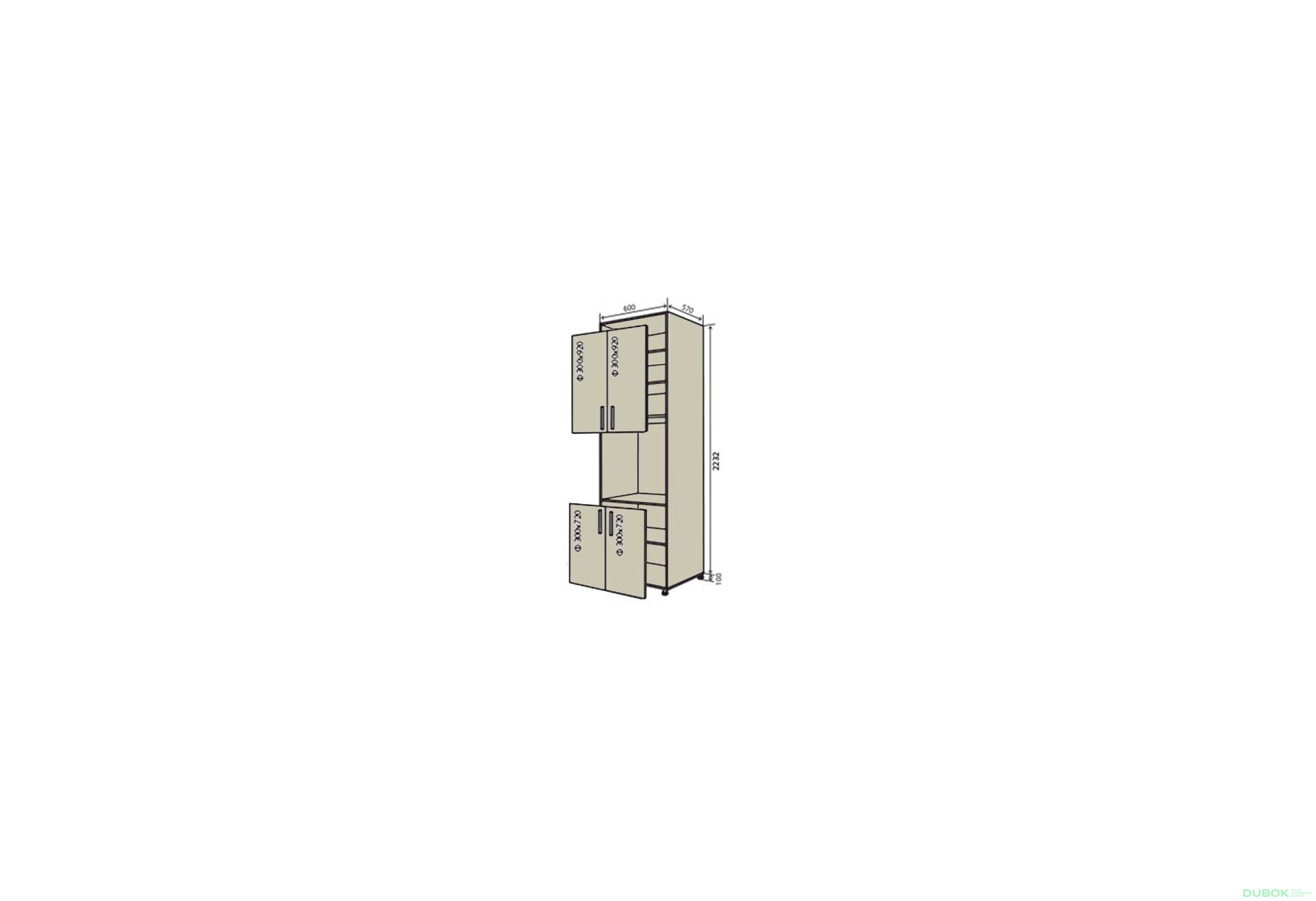 Obrázek 1 - N20 Skříň (horní f30x92-2ks, dolní f30x72-2ks) Interno Glaňec Luxe