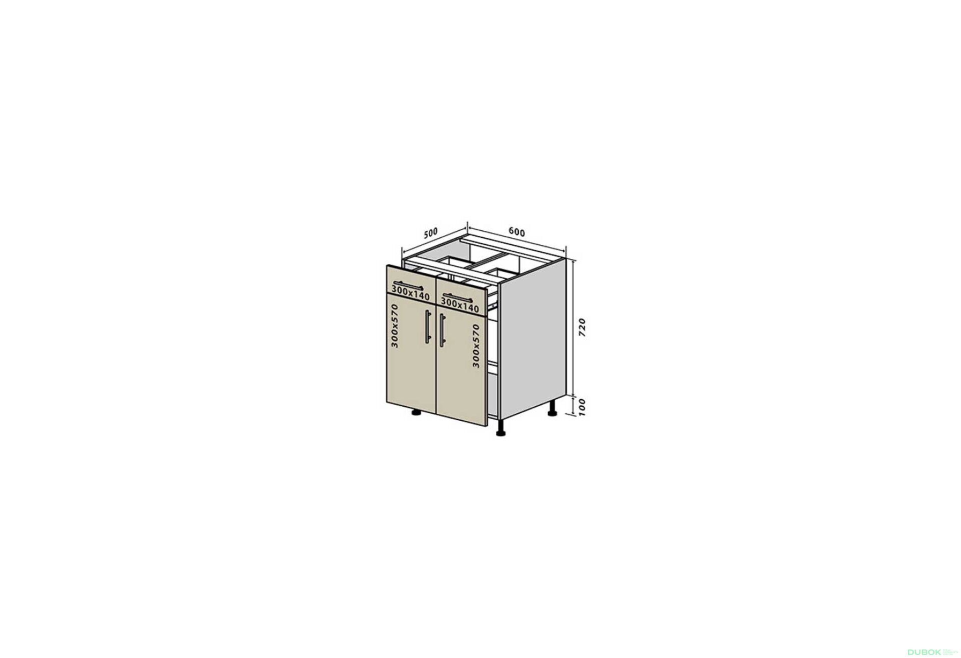 Obrázek 1 - N26 Skříňka 2Š2D 60 Interno Glaňec Luxe