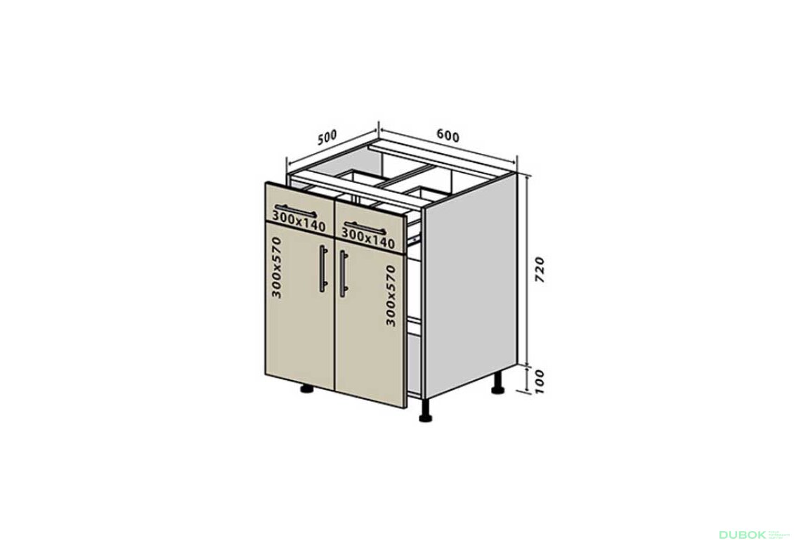 N26 Skříňka 2Š2D 60 Interno Glaňec Luxe