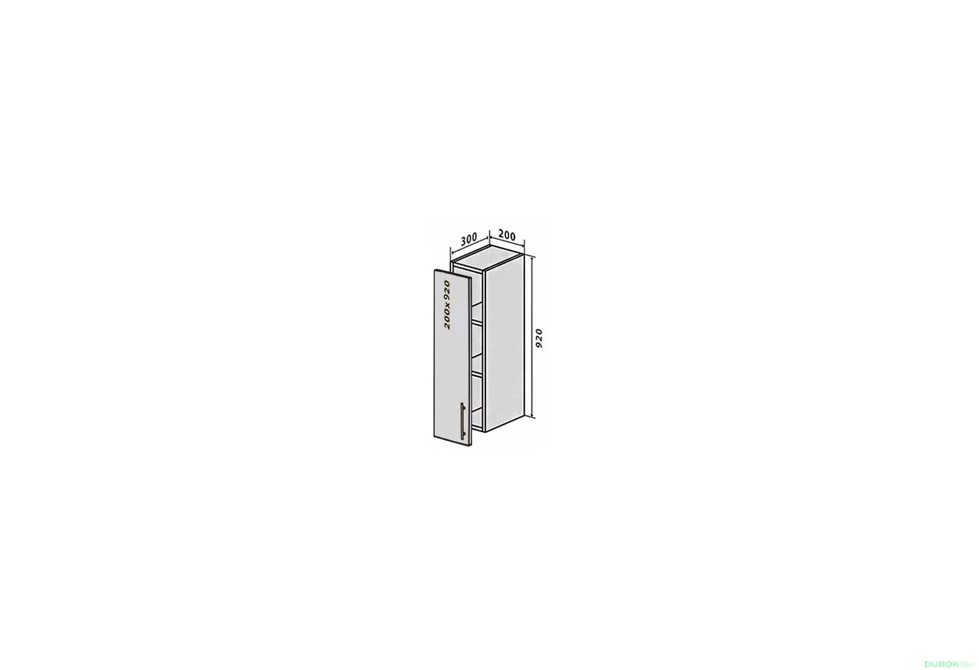 Obrázek 1 - V41 Police + fasáda s panty 200x920 Interno Glaňec Luxe