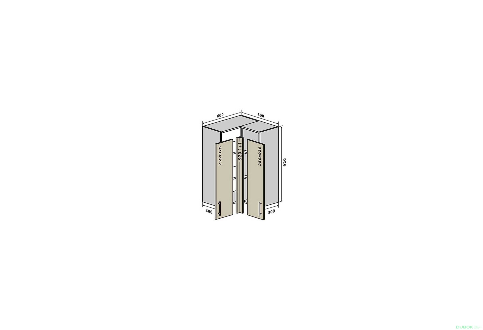 Obrázek 1 - V58 Rohová Skříňka 60x60 Interno Glaňec Luxe