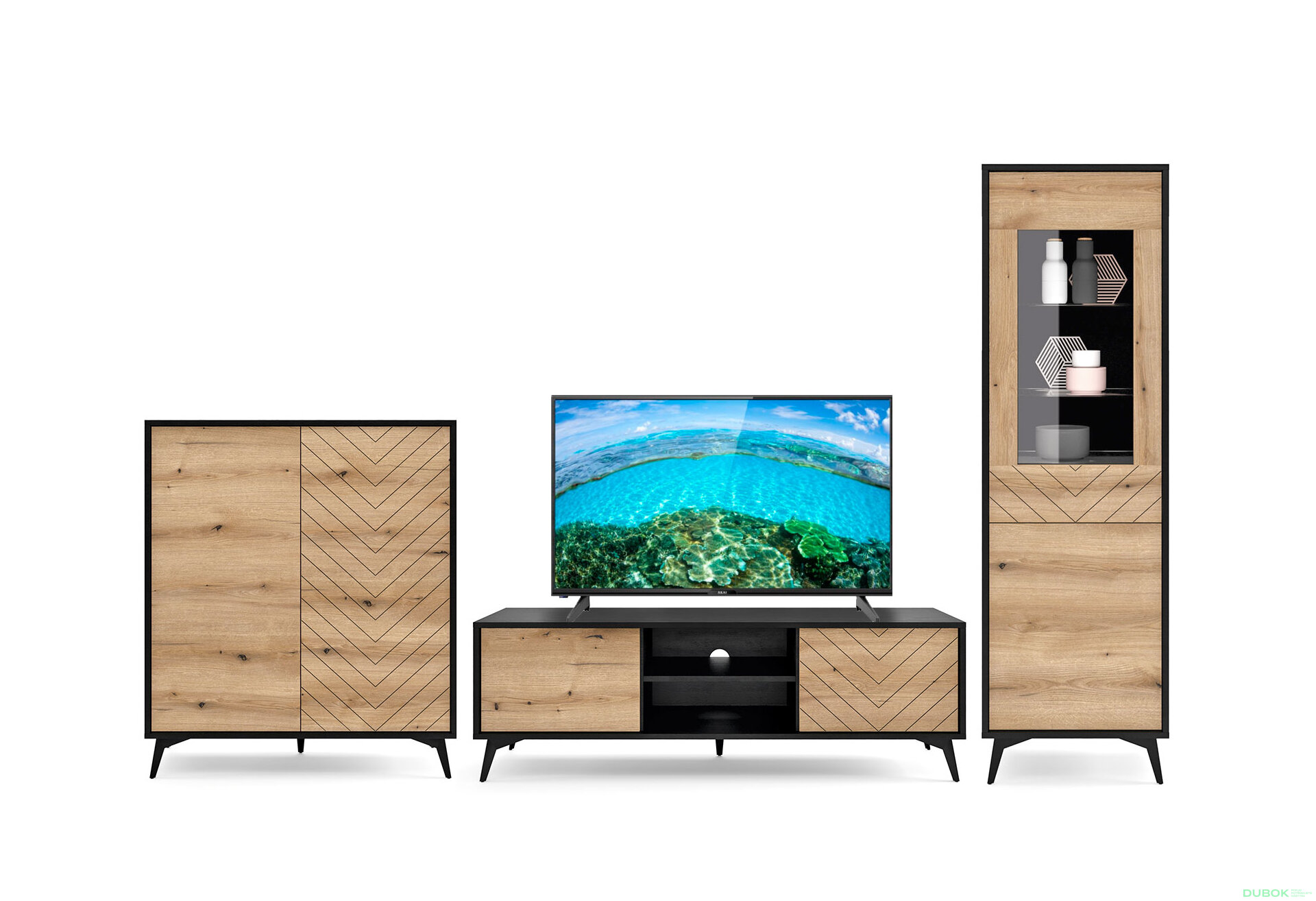 Obrázek 1 - Obývací sestava 3.1 m TV evoke dub / černá Diamond