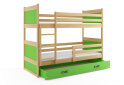 Obrázek 1 - Patrová postel Rico borovice / zelený 90x200 cm s roštem, matrací