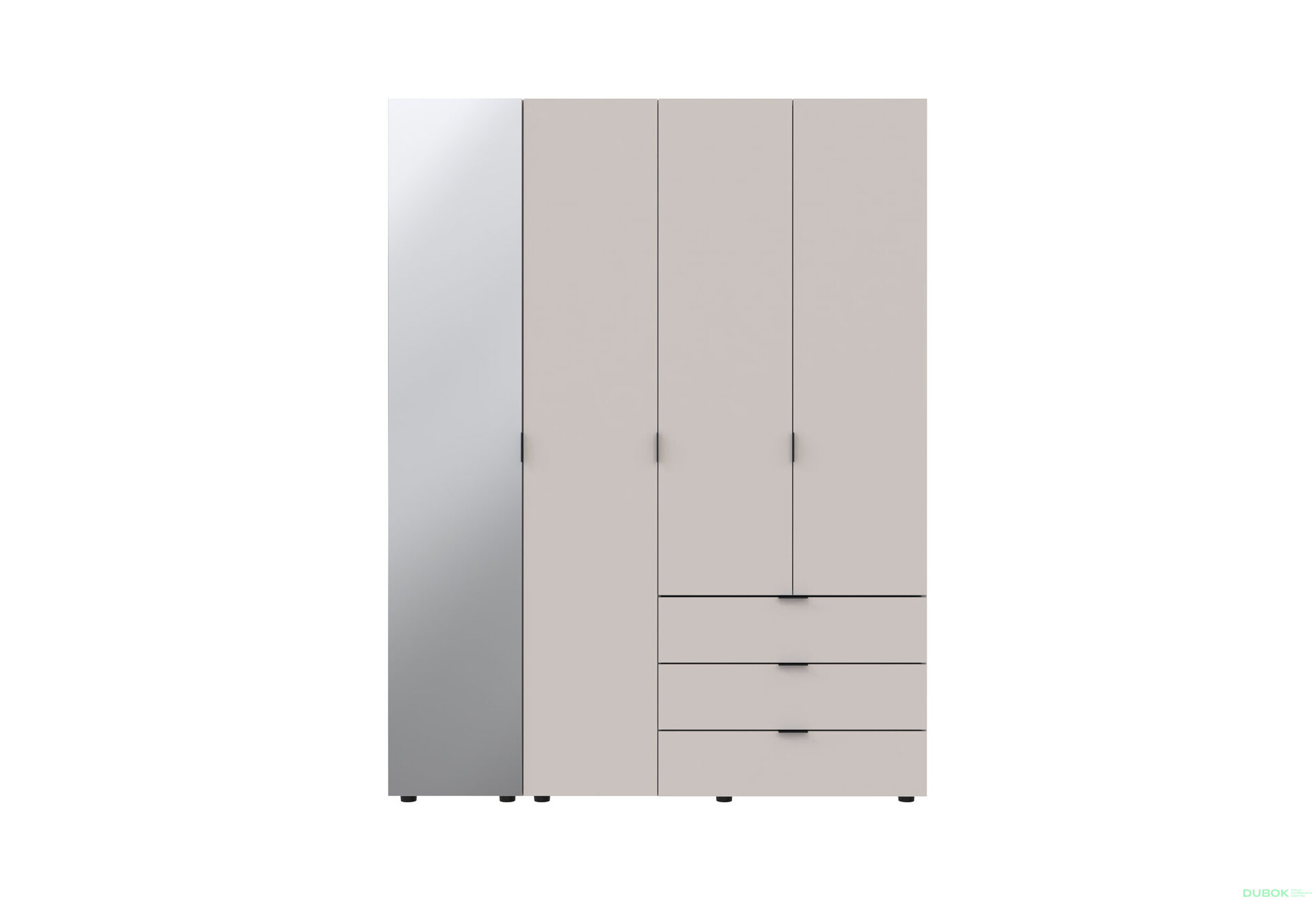 Obrázek 2 - Skříň čtyřdveřová se zrcadlem Gelar 155.2 cm Kašmír