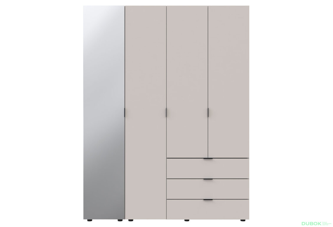 Obrázek 2 - Skříň čtyřdveřová se zrcadlem Gelar 155.2 cm Kašmír