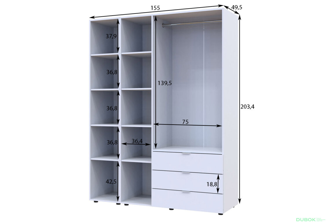 Obrázek 7 - Skříň čtyřdveřová se zrcadlem Gelar 155.2 cm Kašmír