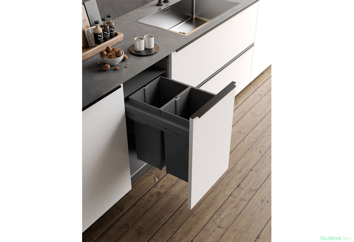 Obrázek 2 - Sorter 580 Gollinucci EVO do skrinky 450mm včetně výsuvů a víka 2x29l antracit