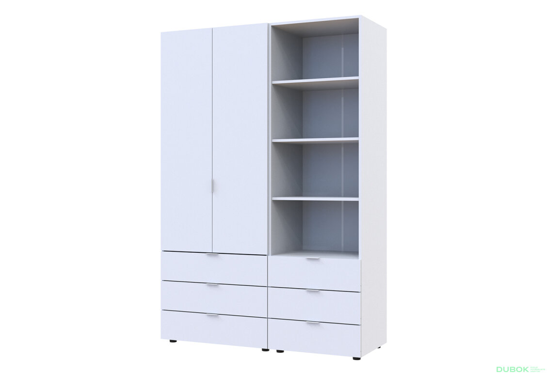 Skříň 2D s regálem se zásuvkami Gelar 137.5 cm bílý