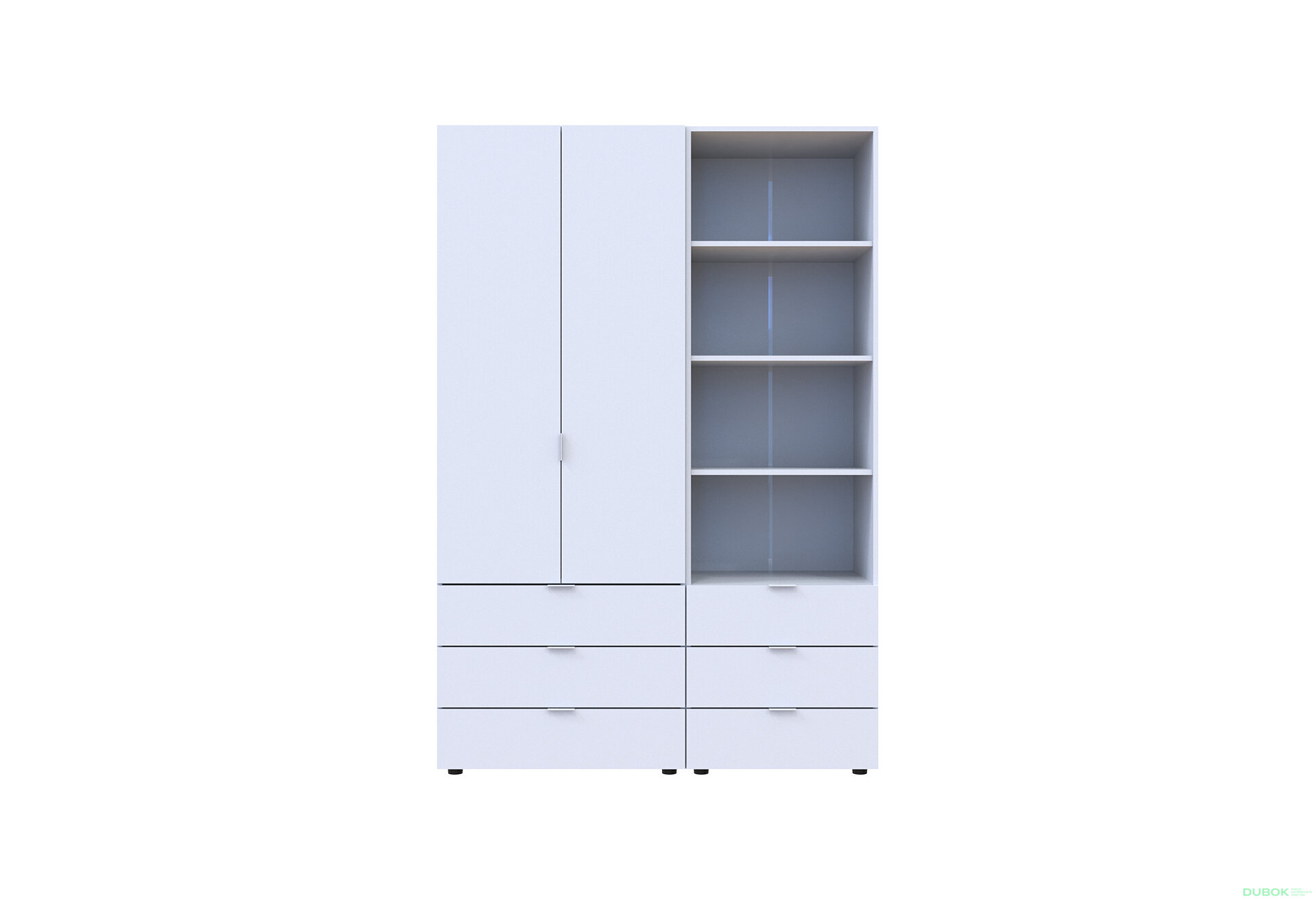 Obrázek 3 - Skříň 2D s regálem se zásuvkami Gelar 137.5 cm bílý