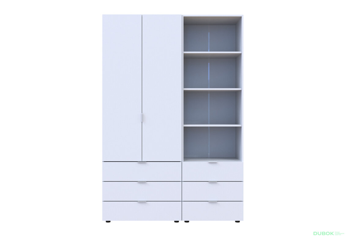 Obrázek 3 - Skříň 2D s regálem se zásuvkami Gelar 137.5 cm bílý
