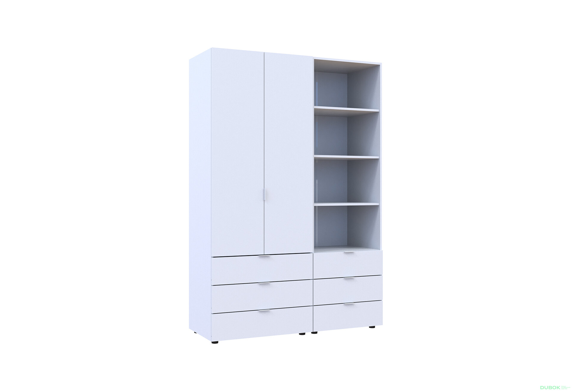 Obrázek 4 - Skříň 2D s regálem se zásuvkami Gelar 137.5 cm bílý