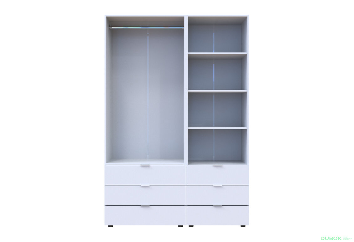 Obrázek 5 - Skříň 2D s regálem se zásuvkami Gelar 137.5 cm bílý