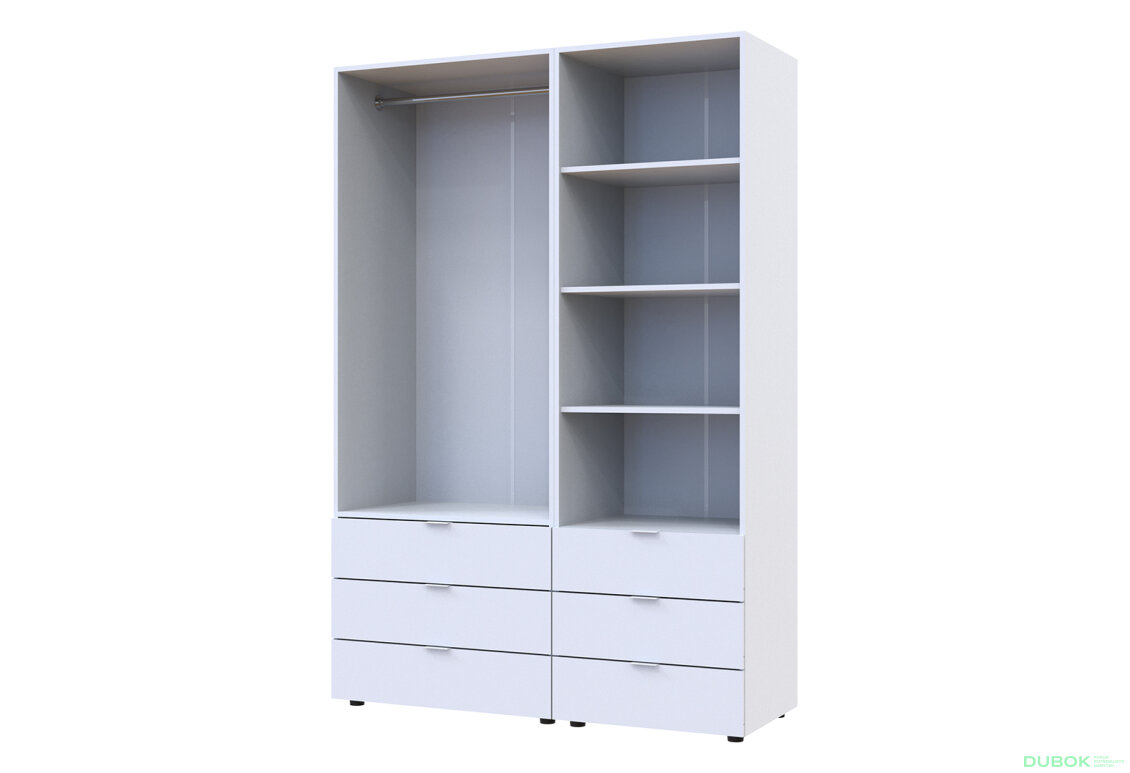 Obrázek 6 - Skříň 2D s regálem se zásuvkami Gelar 137.5 cm bílý