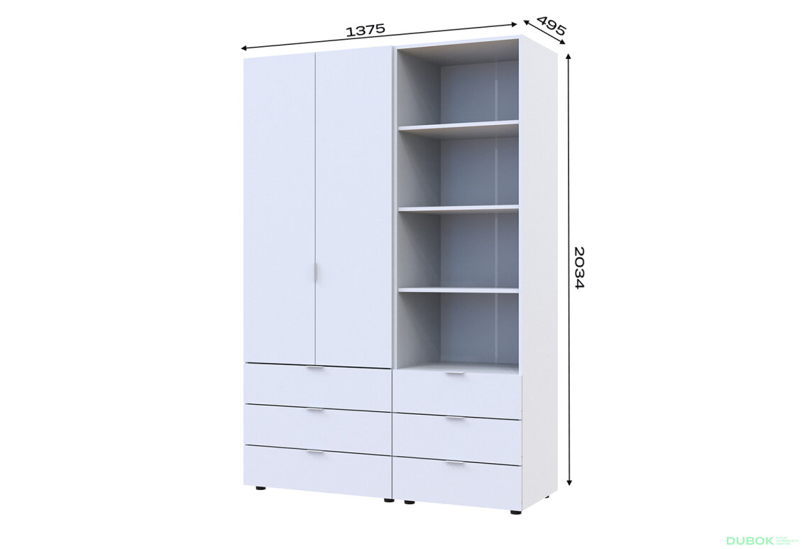 Obrázek 7 - Skříň 2D s regálem se zásuvkami Gelar 137.5 cm bílý