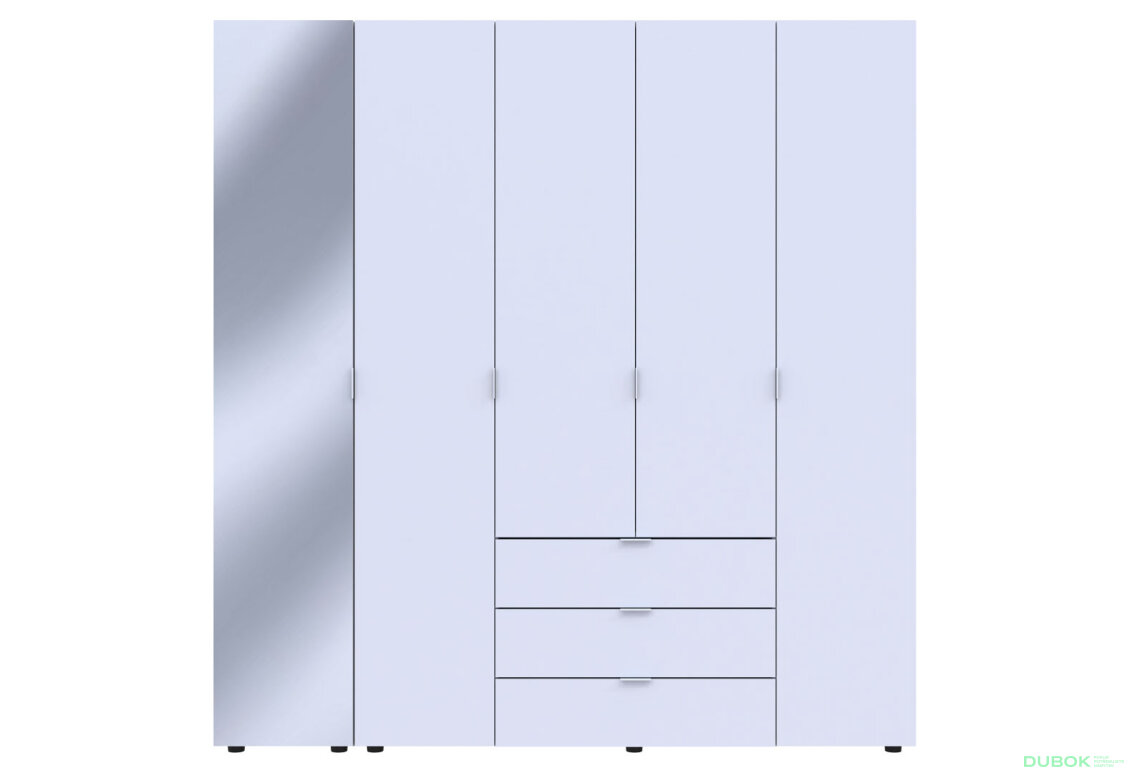 Obrázek 3 - Skříň pětidveřová se zrcadlem Gelar 193.2 cm Bílá