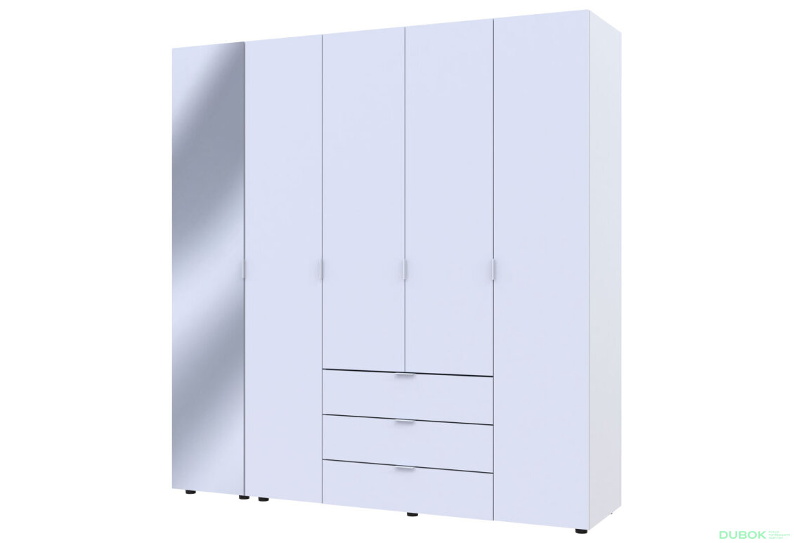 Obrázek 4 - Skříň pětidveřová se zrcadlem Gelar 193.2 cm Bílá