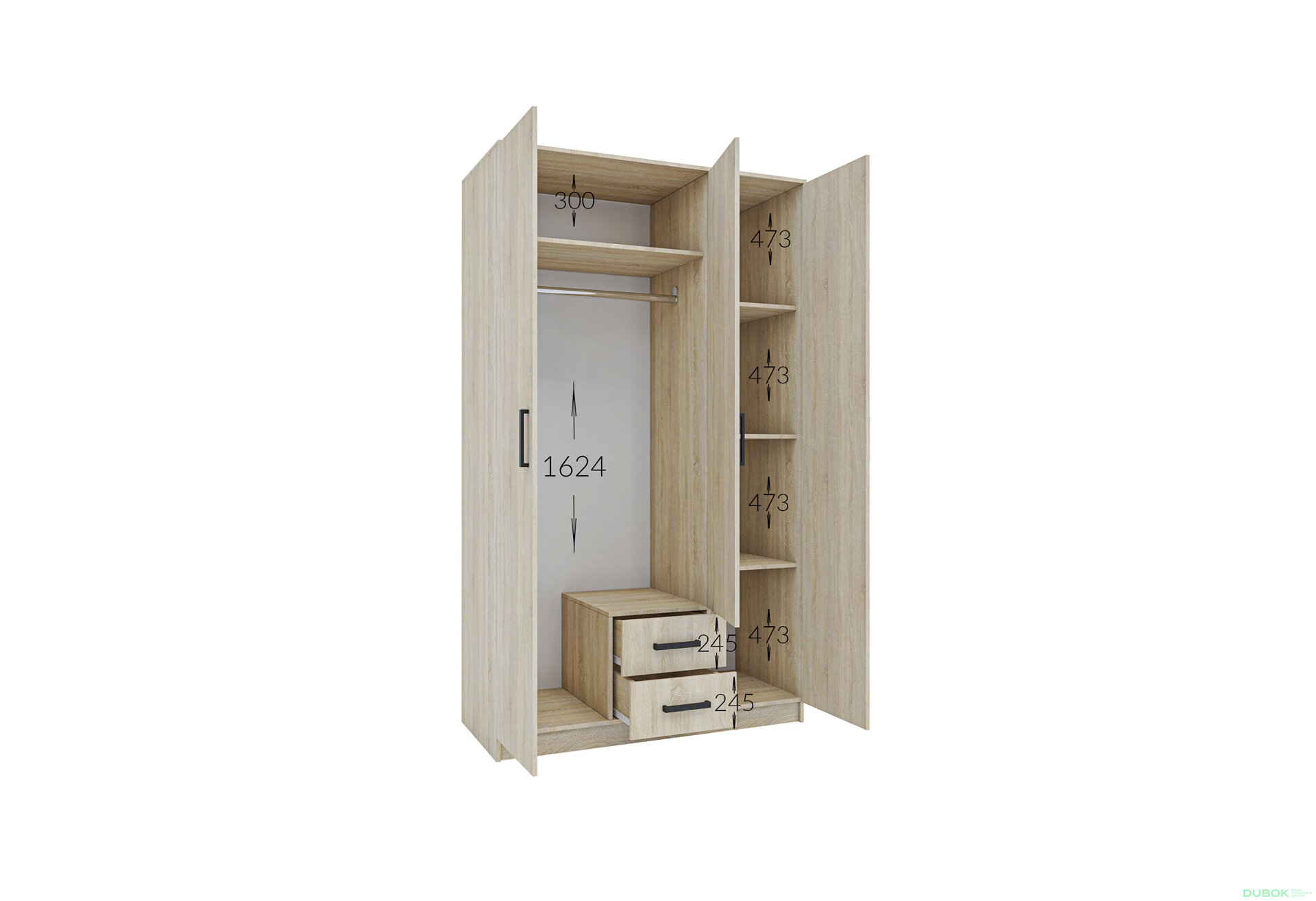Obrázek 3 - Skříň Simple 3D+2š dub sonoma