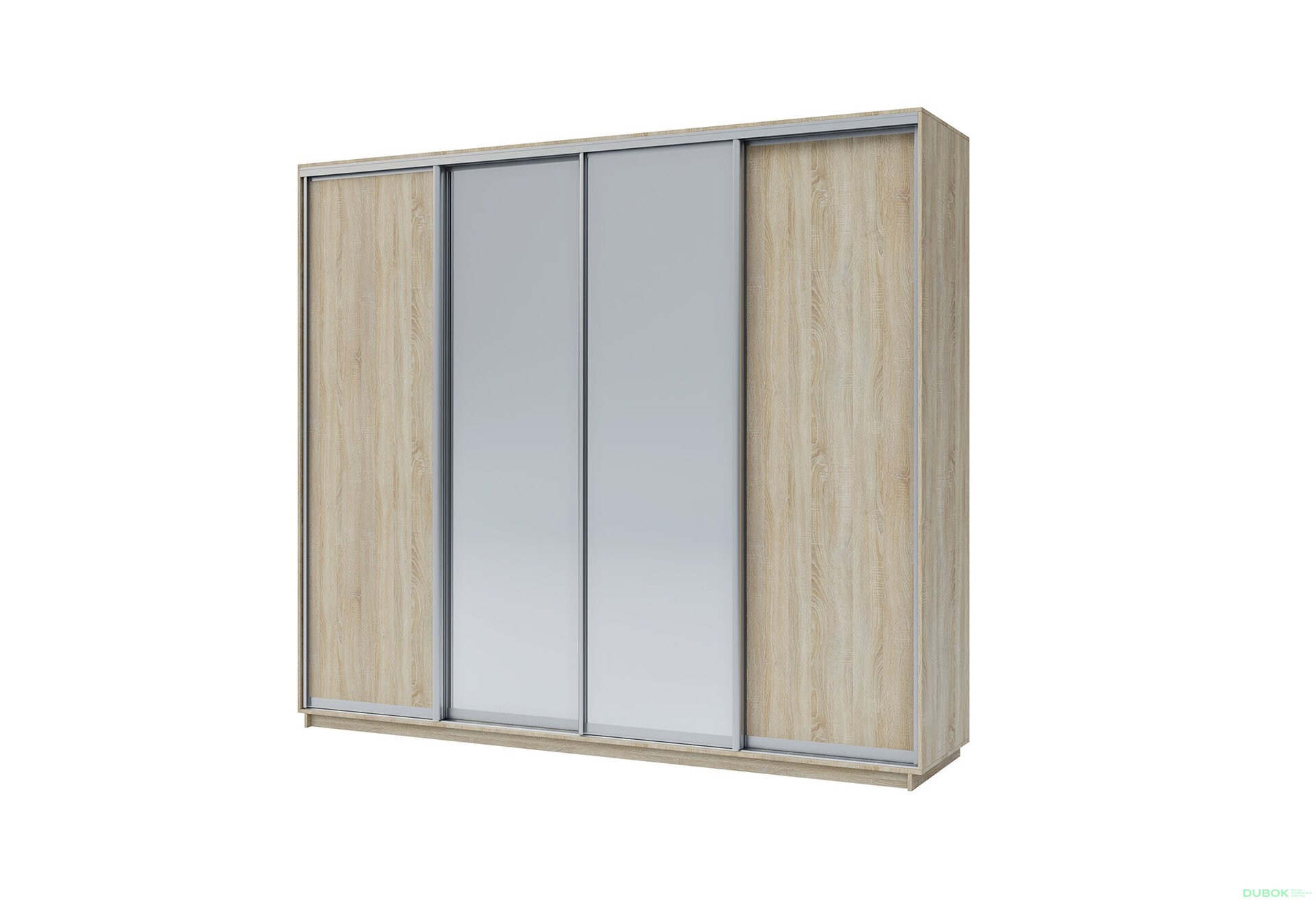 Obrázek 1 - Skříň s posuvnými dveřmi 2 DTD + 2 zrcadla 300x240x60 Dub sonoma