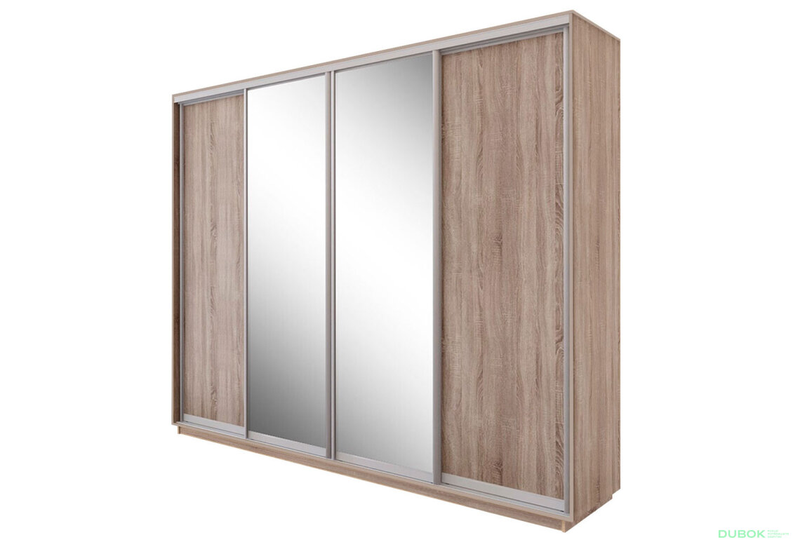 Obrázek 2 - Skříň s posuvnými dveřmi 2 DTD + 2 zrcadla 300x240x60 Dub sonoma