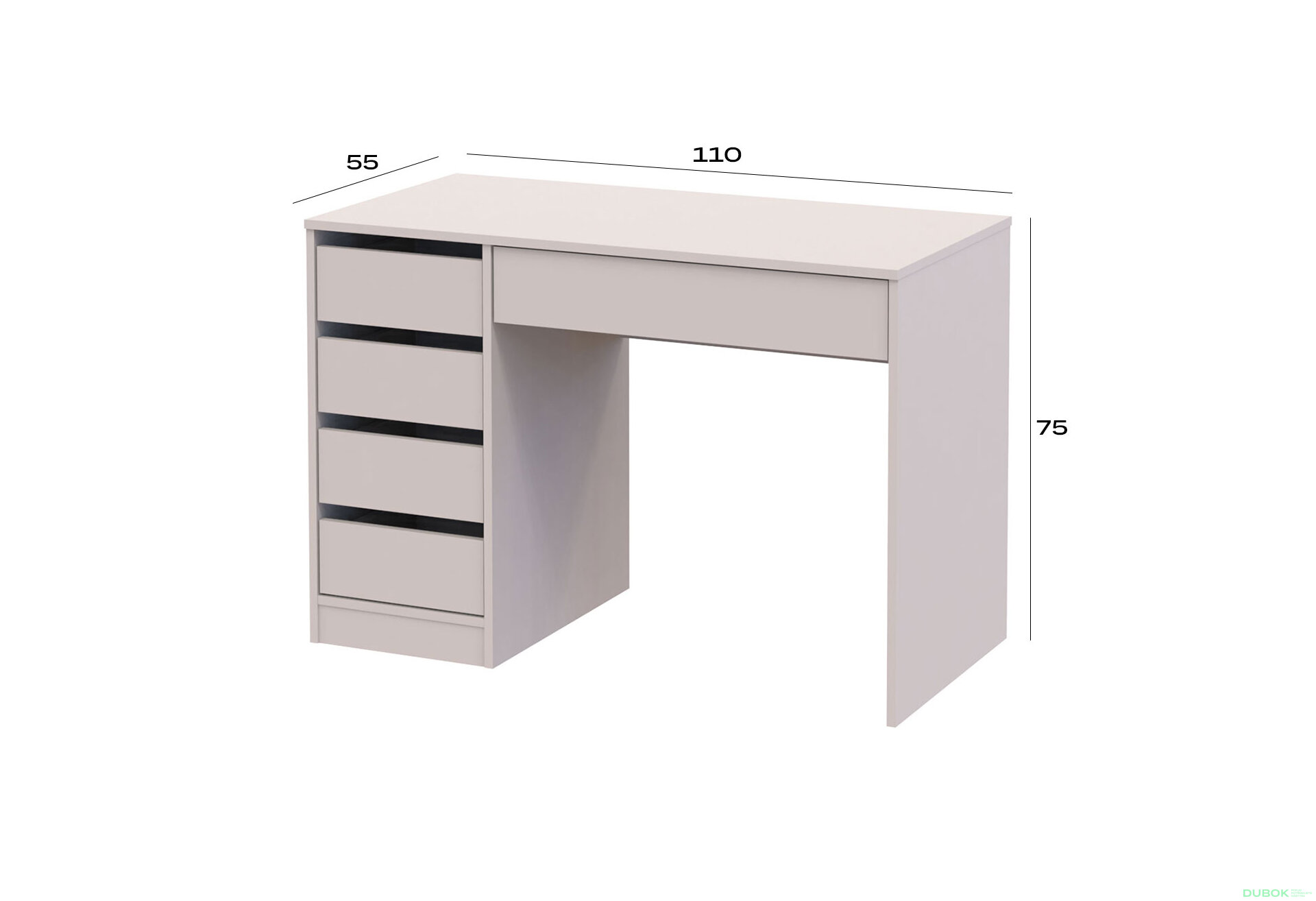 Obrázek 7 - Psací stůl s levou montáží Profi 110 cm kašmír
