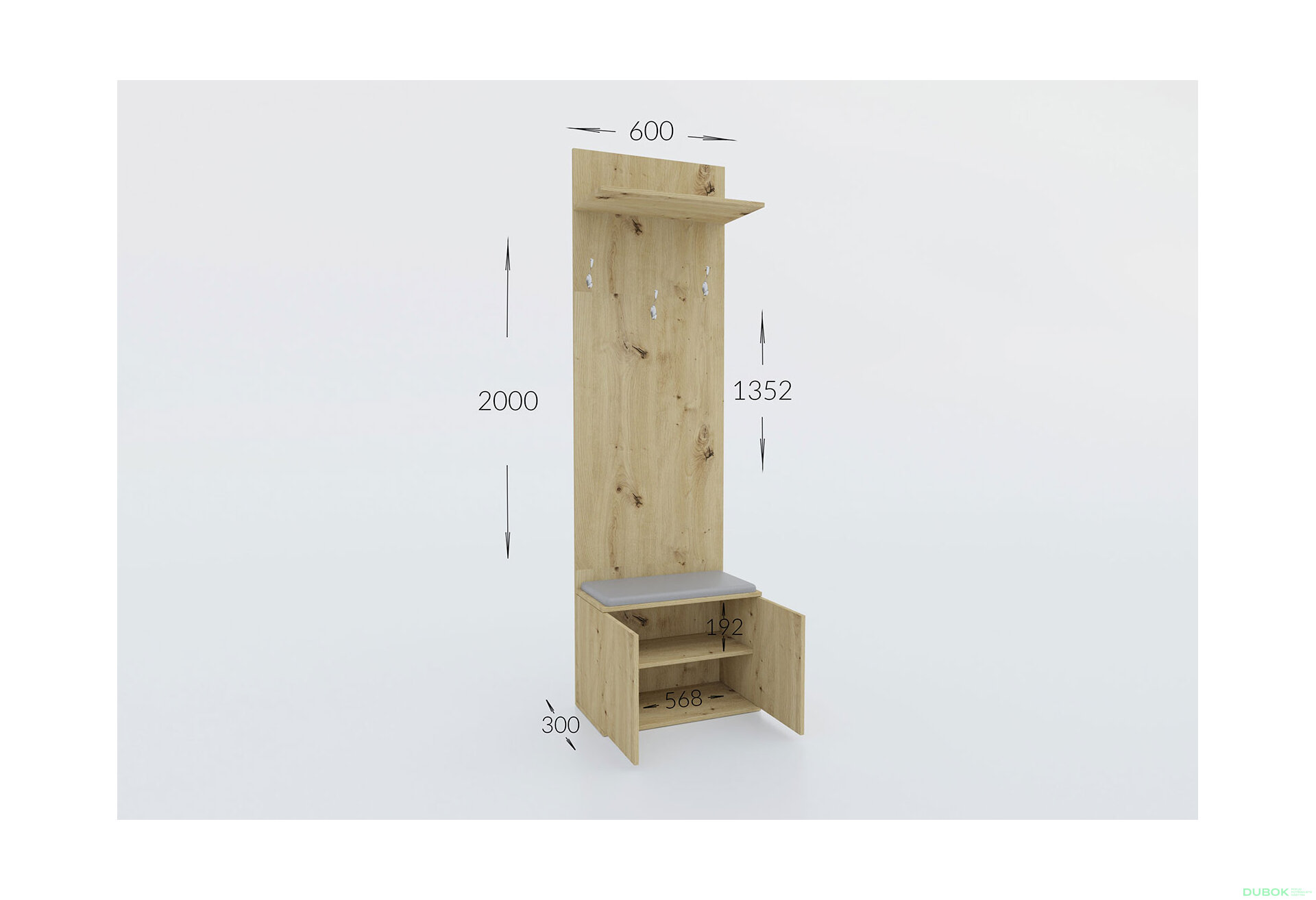 Obrázek 4 - Předsíňová sestava Armario 120 cm Dub artisan
