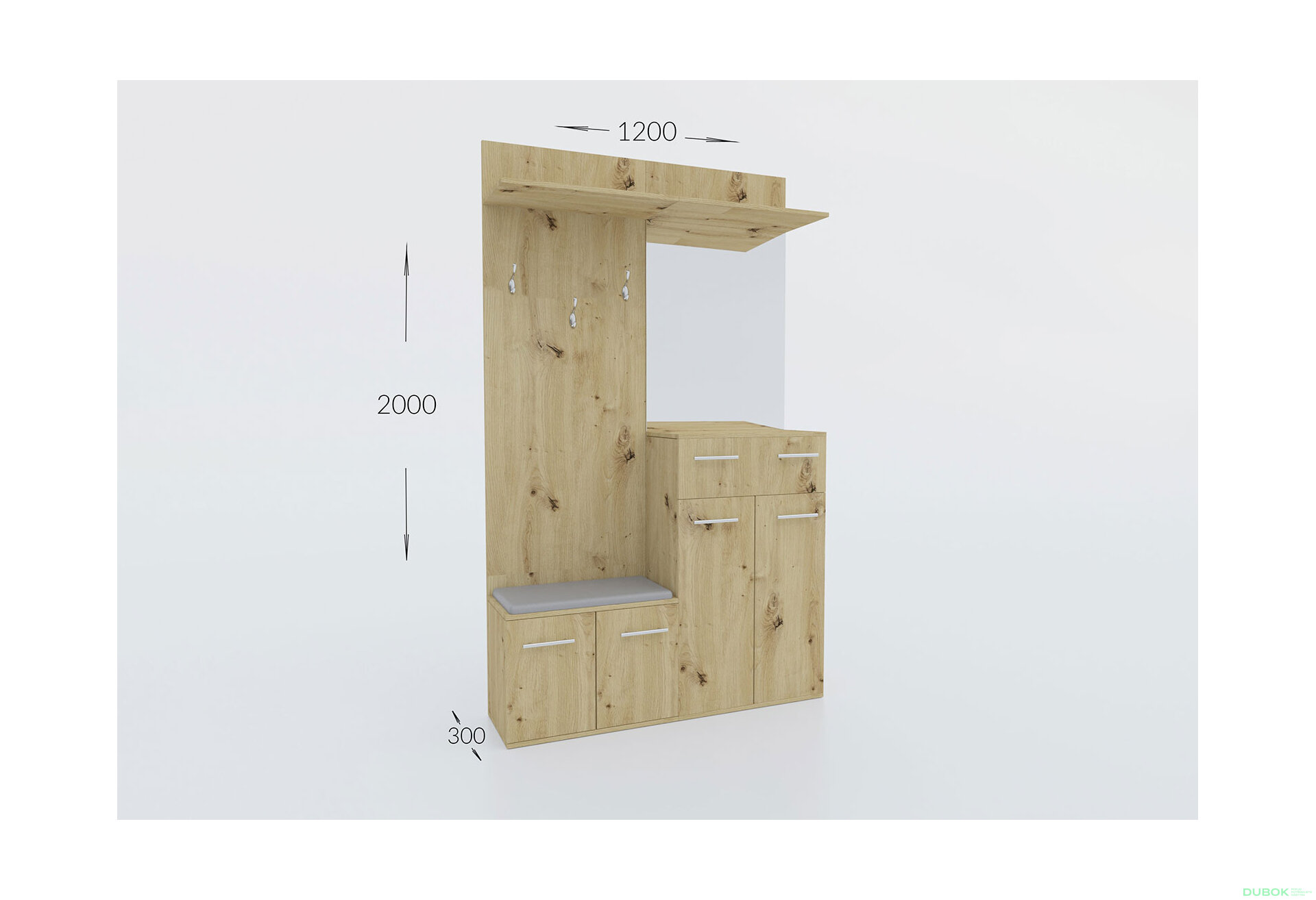 Obrázek 3 - Předsíňová sestava Armario 120 cm Dub artisan