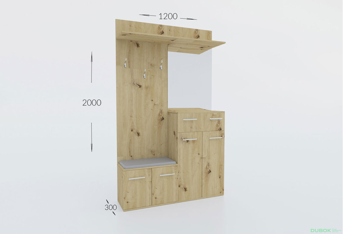 Obrázek 3 - Předsíňová sestava Armario 120 cm Dub artisan