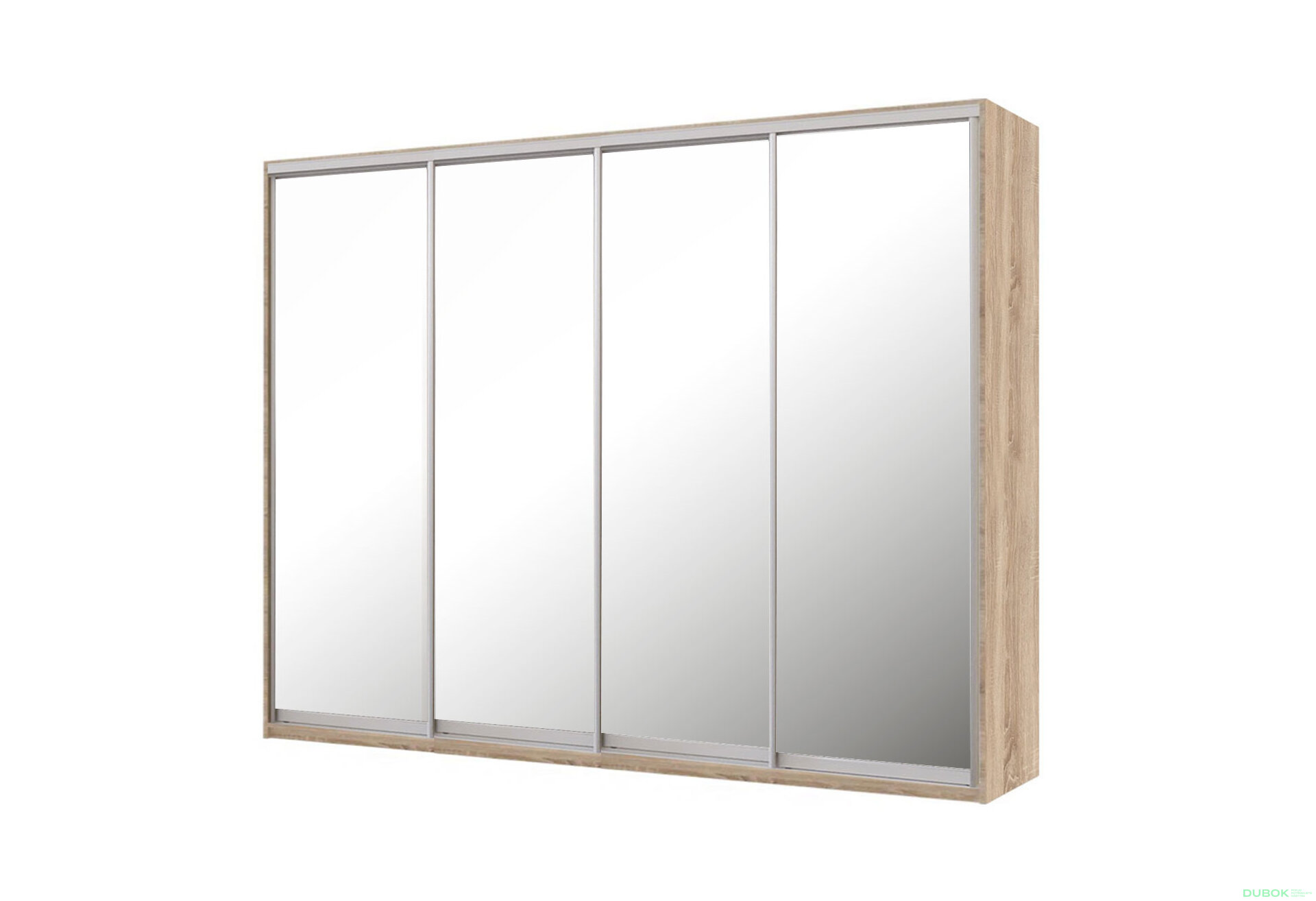 Obrázek 1 - Skříň 4D 2500x2400x600, 4 zrcadla, Světlý dub sonoma