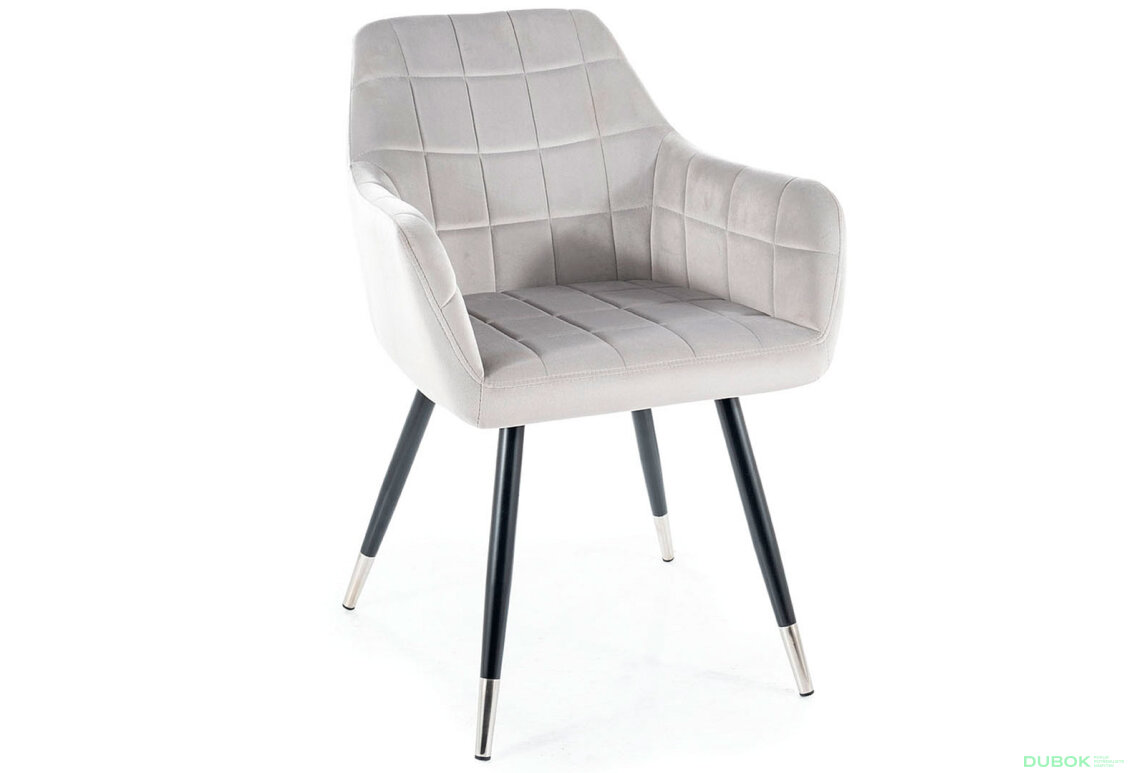 Obrázek 2 - Židle Nuxe Velvet světle šedý Bluvel 03, kov černá / chrome