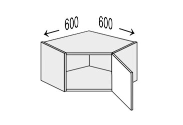 Obrázek Vrchní roh V 45°/360 1dveře Pro Blum pravý
