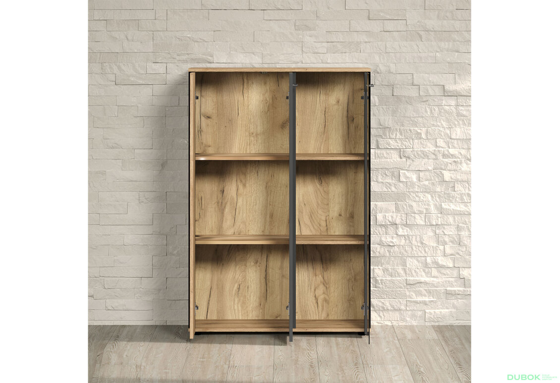 Obrázek 10 - Vitrína nízká 2d1w Esteban grafit / dub evok