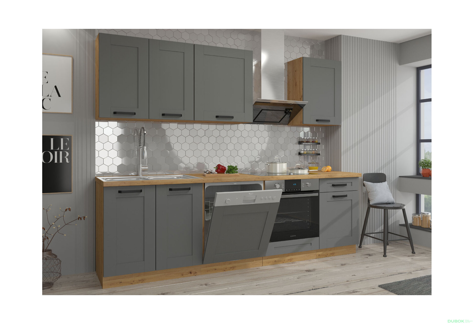 Obrázek 1 - Kuchyňská sestava 2.5 m Luna artisan / dust grey