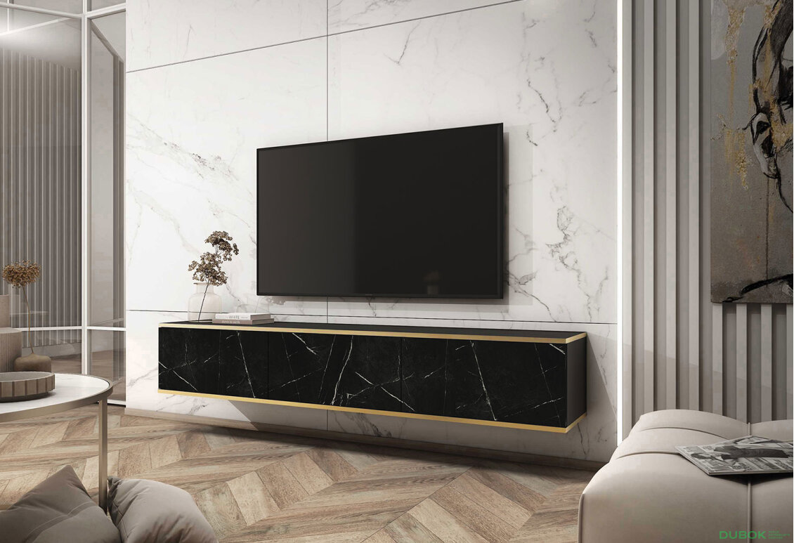 Obrázek 2 - TV stolek RTV 175 černý mramor Oro