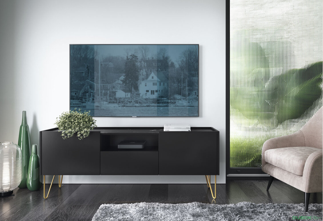 Obrázek 4 - TV stolek RTV 144 černý grafit / černý royal mramor Harmony