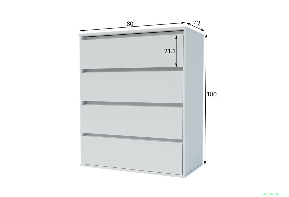 Obrázek 3 - Komoda se 4 zásuvkami Idea K 80 cm Nymphaea alba