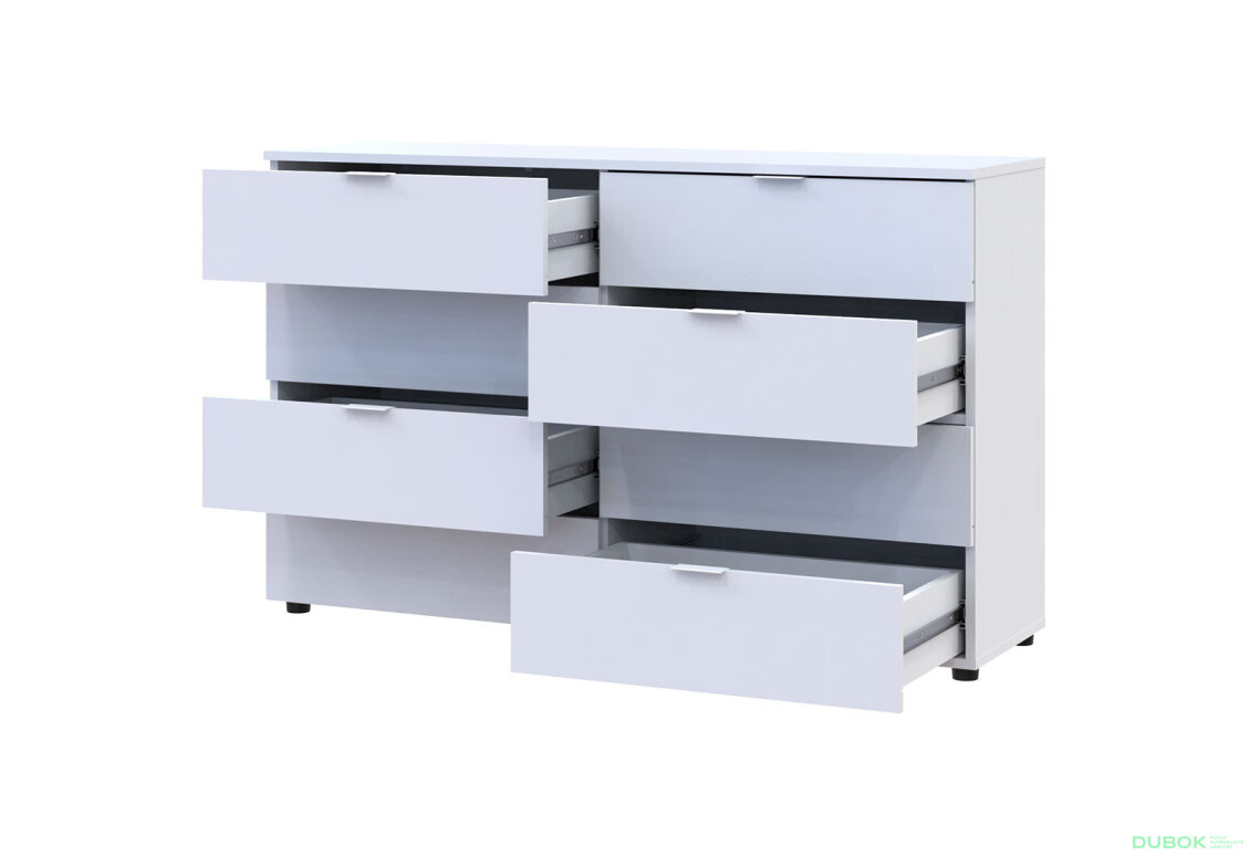 Obrázek 5 - Komoda Ron 8 s 8 zásuvkami 130x38x81 bílý